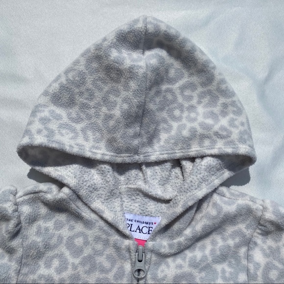 Childrens Place White/Grey Leopard Print Hoodie - Picture 2 of 15